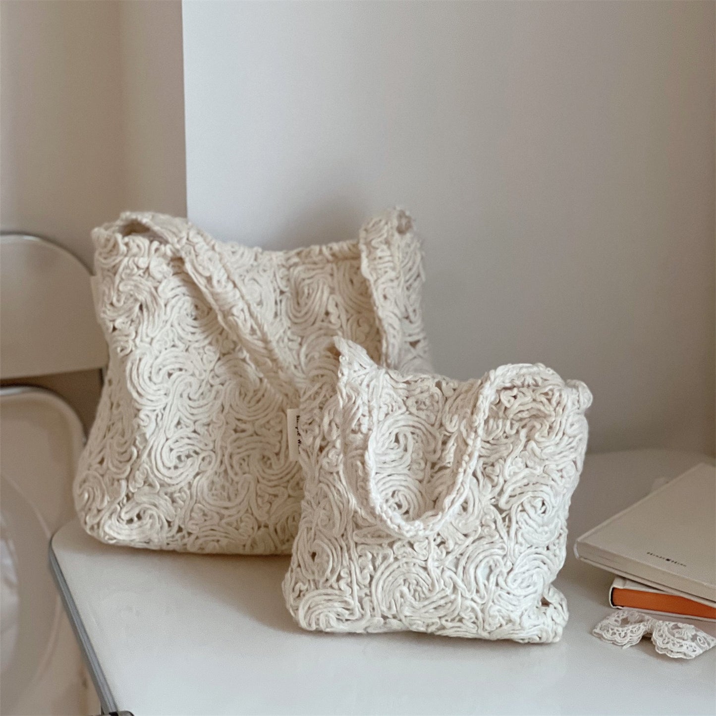 Soft Beige Woven Handbag