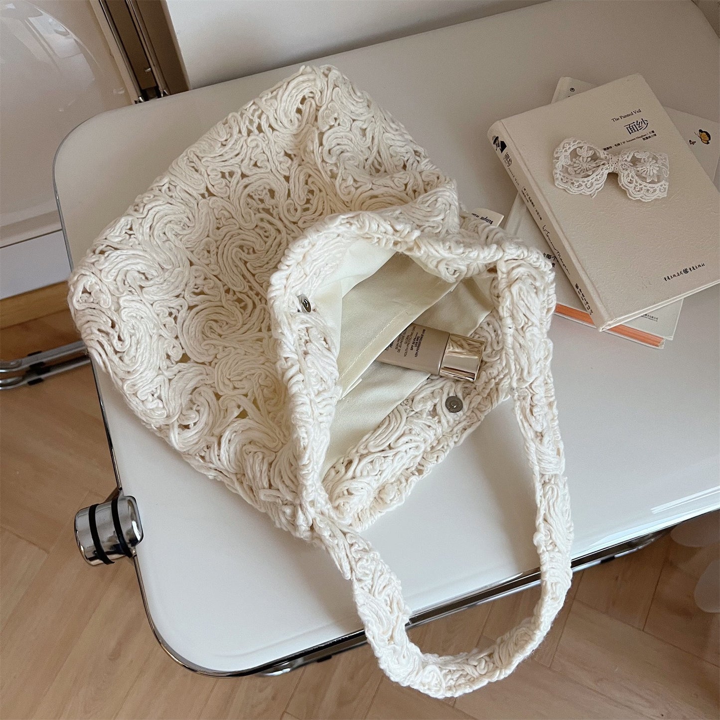 Soft Beige Woven Handbag